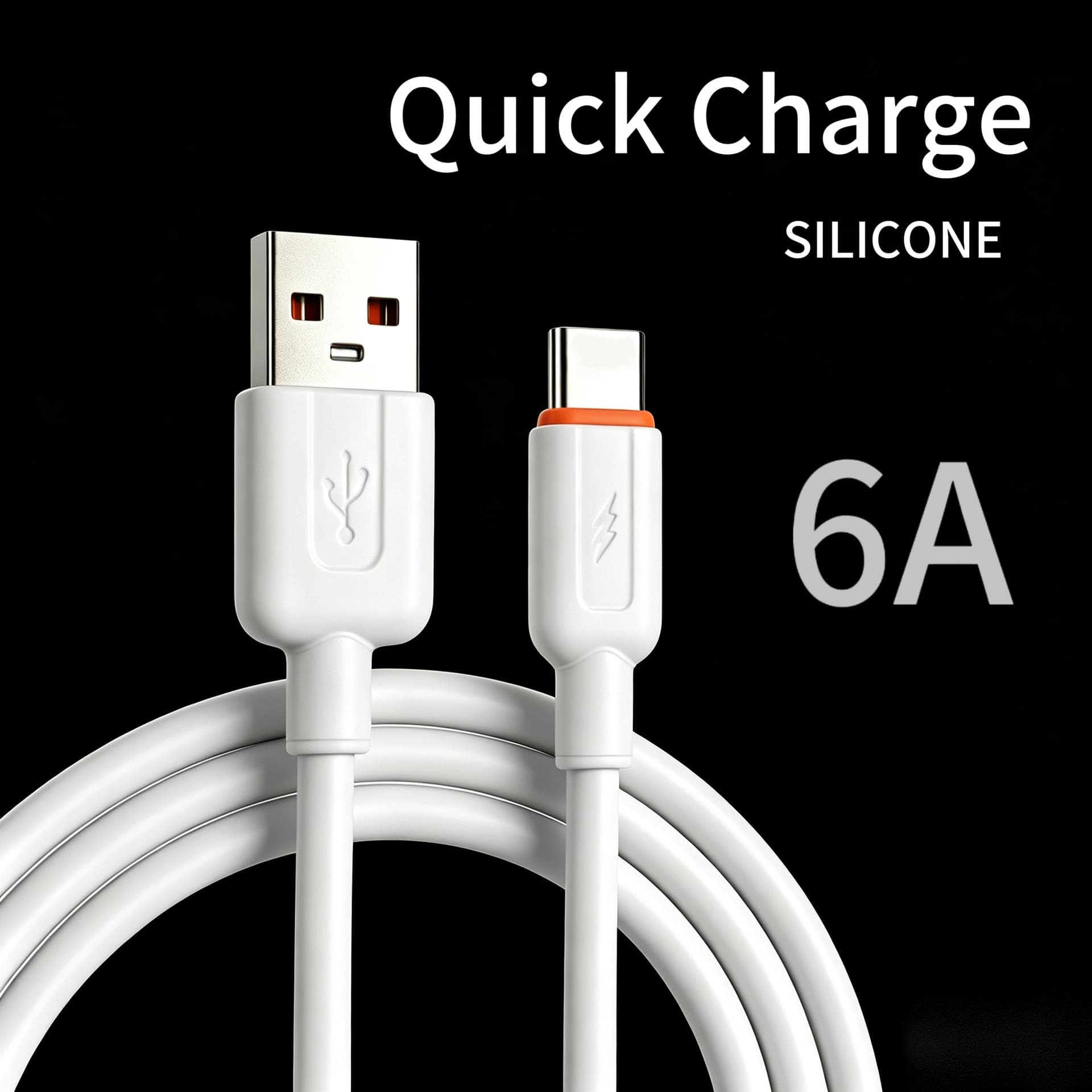 USB-C Cable, Compatible with Huawei 6A Fast Charging Cable, Apple Fast Charging Cable, Silicone Data Cable