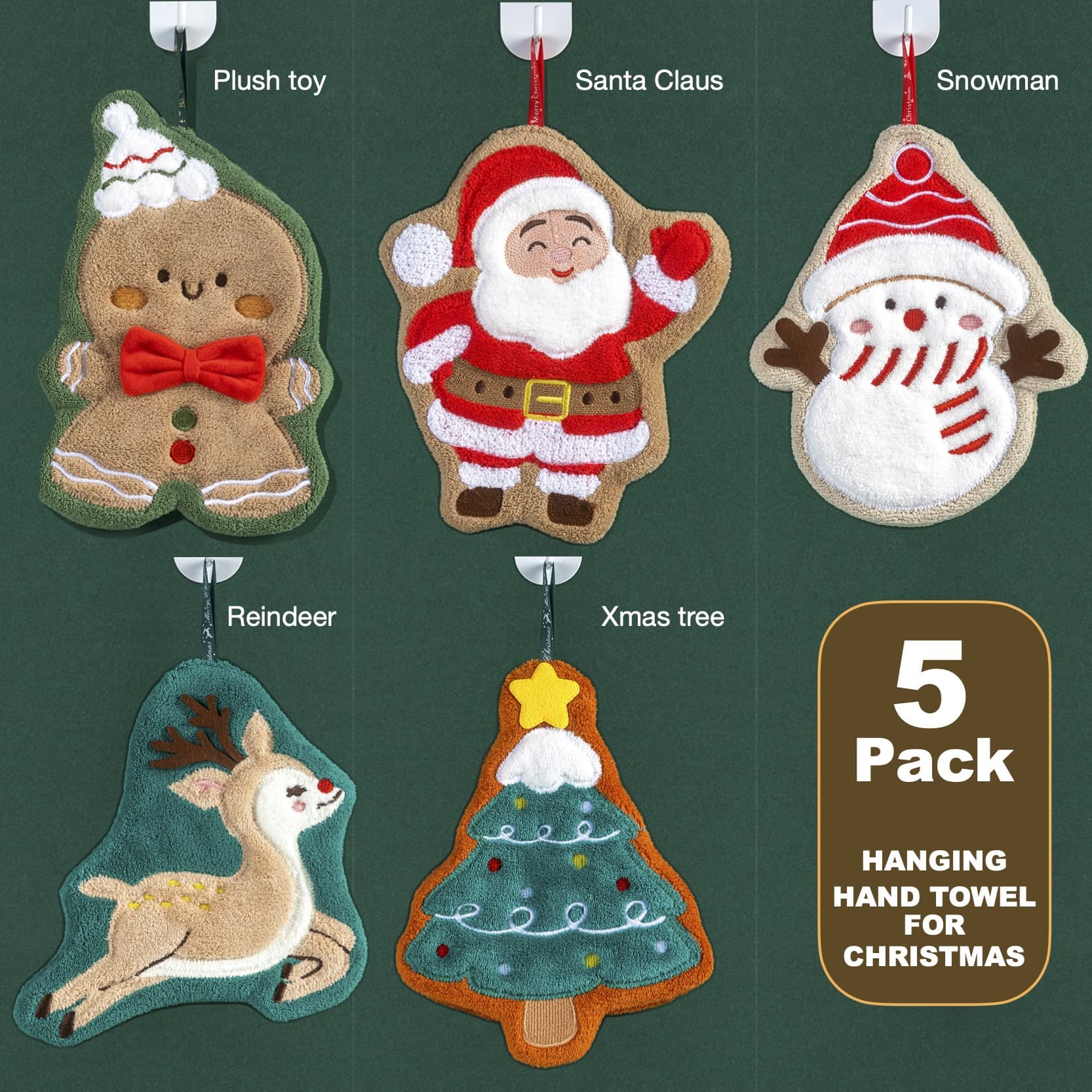 Cross-border hanging hand towel for home, cute Christmas gift cartoon washcloth, children's Christmas hand towel