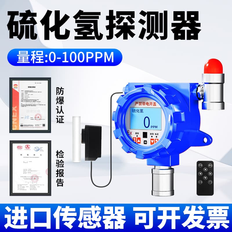 Hydrogen Sulfide Gas Detector Independent Fixed Gas Station Chemical Workshop Boiler Room Concentration Detection Alarm