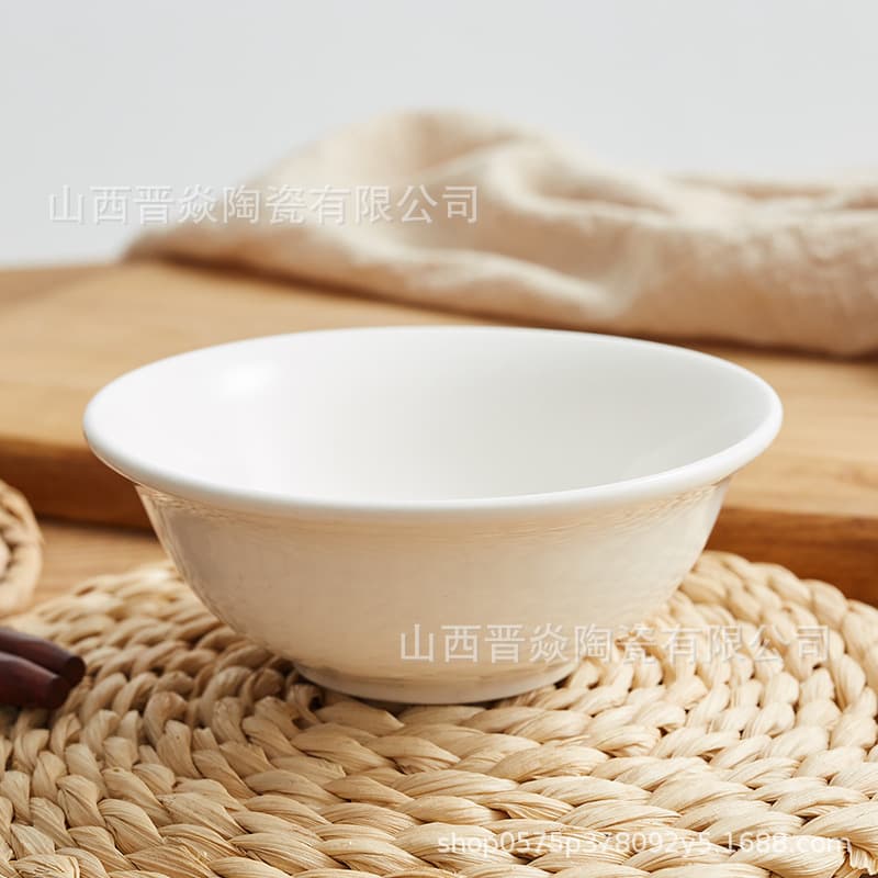 4.5-inch Fluted Bowl Hotel Porcelain Tableware Thickened Small White Rice Bowl Soup Bowl Shanxi Huairen Ceramics