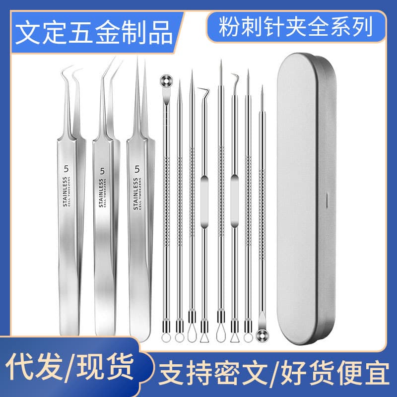 Stainless Steel Blackhead Remover Kit Acne Needle Pimple Extractor 11-Piece Set Beauty Tool Blackhead Remover Set