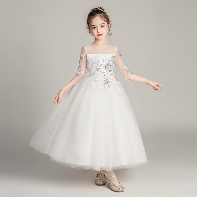 Flower Girl Princess Dress Light Luxury Cross-border Mid-sleeve Children's Summer Gown Banquet Wedding Dress for Girls