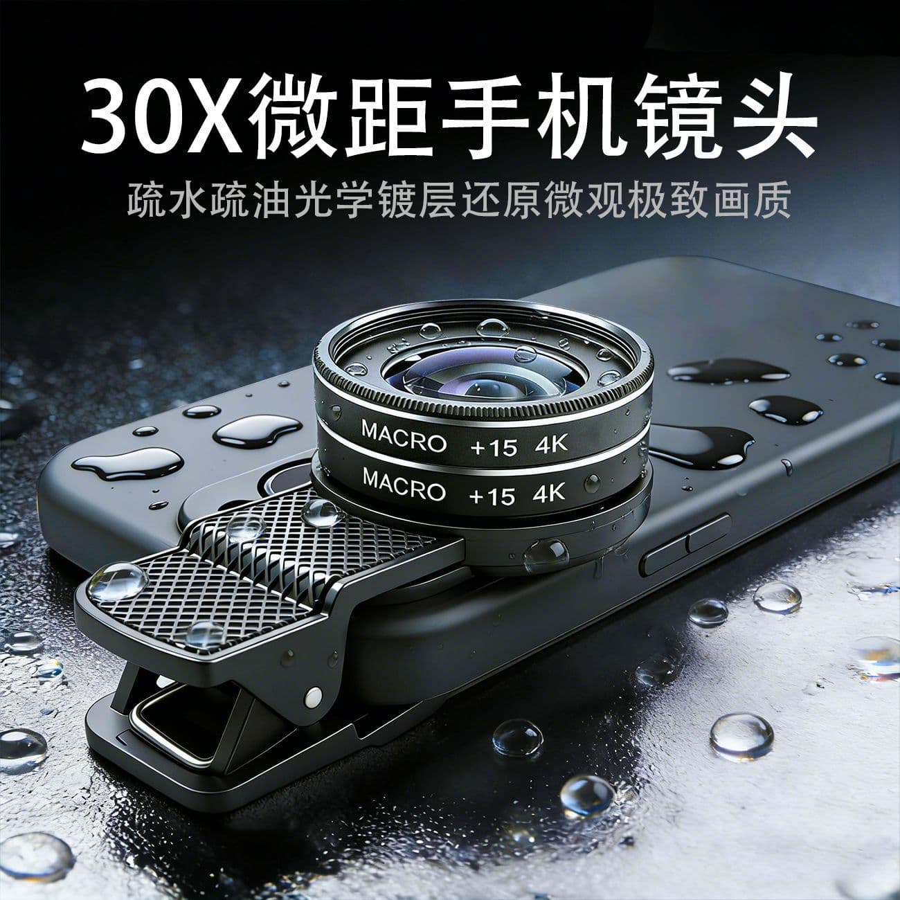 Cross-Lens Mobile Phone Dual Macro Camera 30X Lens Slr Macro +15 Macro 4K 37mm Customizable