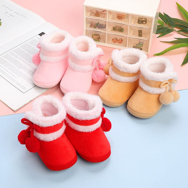 Warm Baby Shoes Soft Sole Fleece-lined 0-12 Months Infant Learning To Walk Boys Girls Winter Cotton Socks Shoes