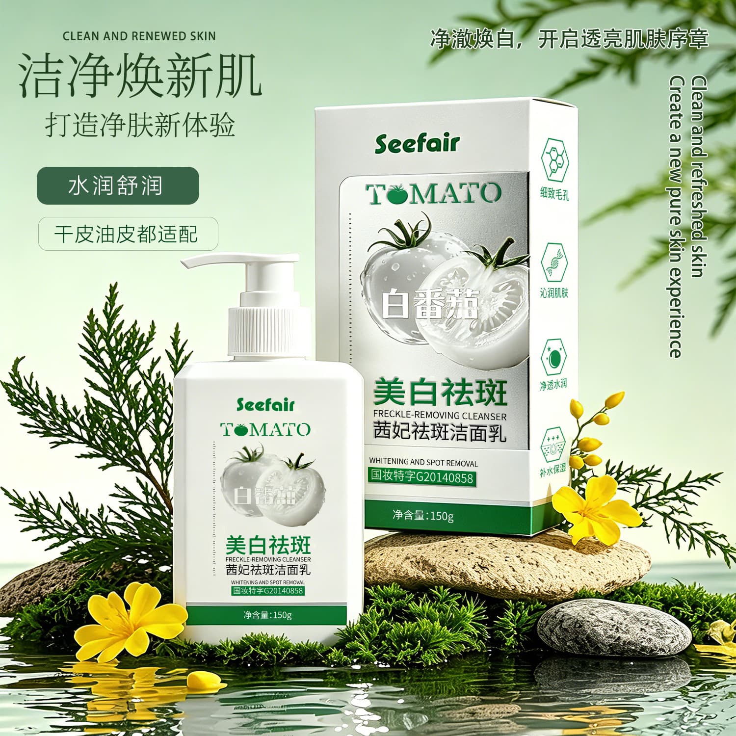 Qianfei White Tomato Spot-Correcting Facial Cleanser, Oil Control, Pore Cleansing, Blackhead Removal, Spot Fading, Whitening Face Wash, Dropshipping Wholesale