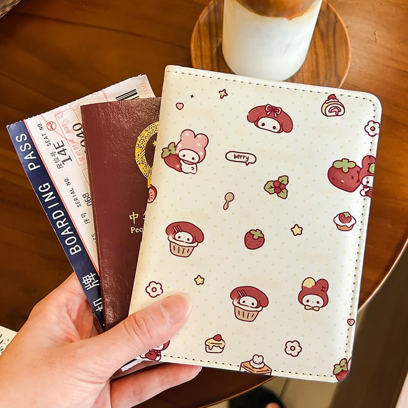 Cute Cartoon Passport Holder Document Case Multi-Function Card Wallet Convenient Portable Storage for Travel