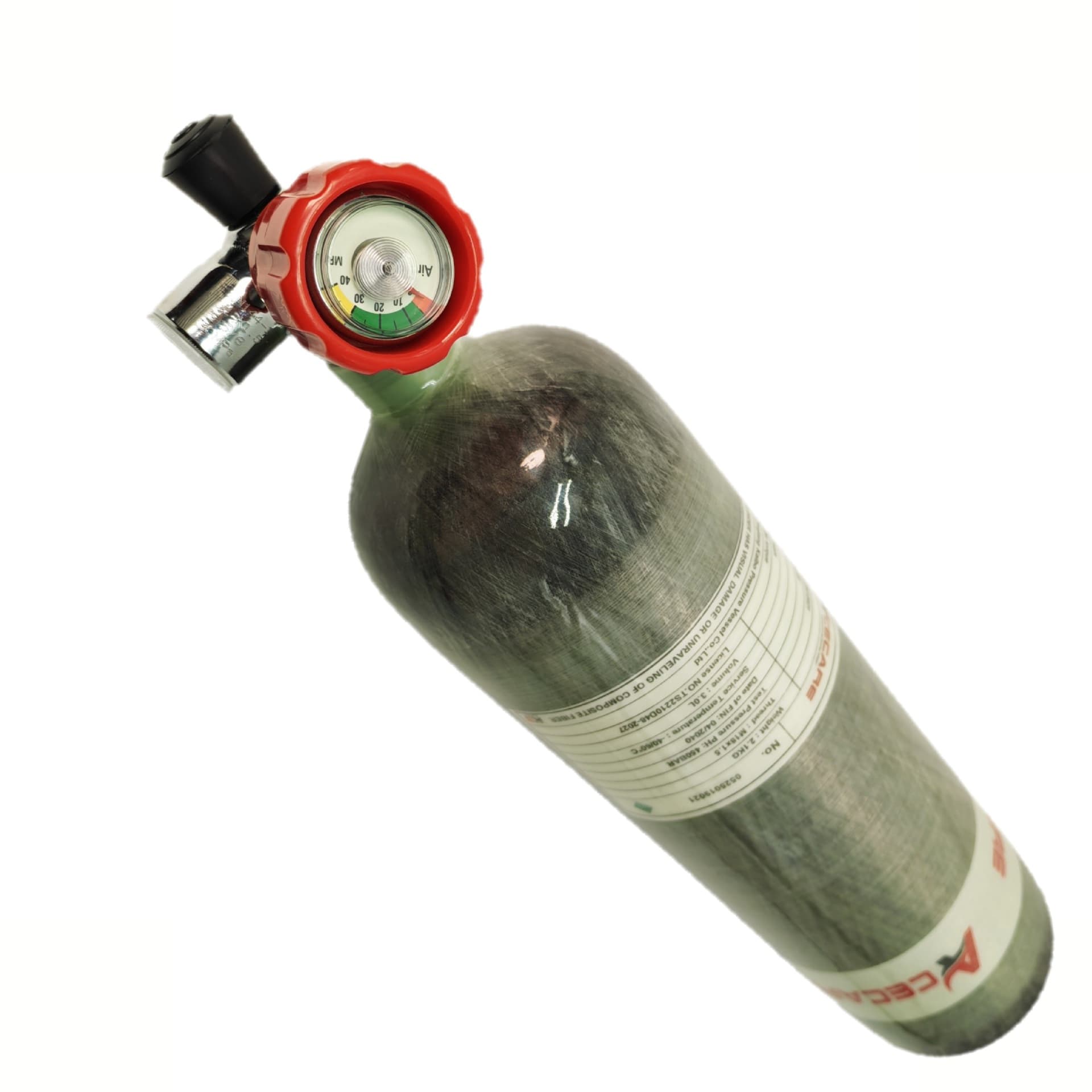 3L Carbon Fiber Cylinder High Pressure Air Tank Compressed Air Bottle Air Respirator Composite Backup Cylinder with Valve