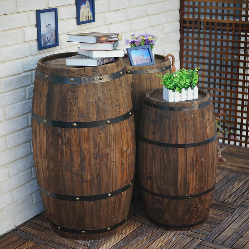 Oak wine barrel decoration, wooden beer and red wine barrel, bar solid wood barrel ornament, exhibition and wedding prop display