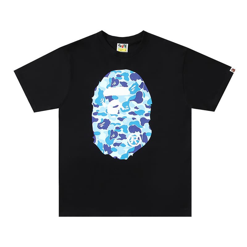 Ape Head Bape Authentic Version Foreign Trade Cross-Border Trendy Brand Men's Letter Print Pure Cotton Round Neck Short Sleeve Unisex Couple T-Shirt