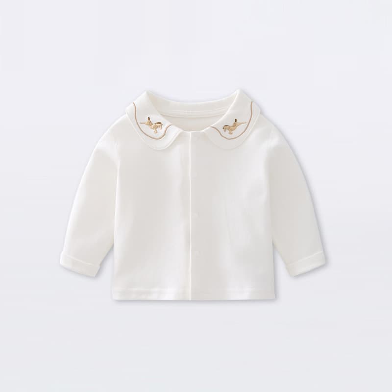 Nordic Trojan Cross-border Kids Clothing Baby Lapel T-Shirt New Cotton Long Sleeve Base Layer Infant Toddler Pure Cotton Top