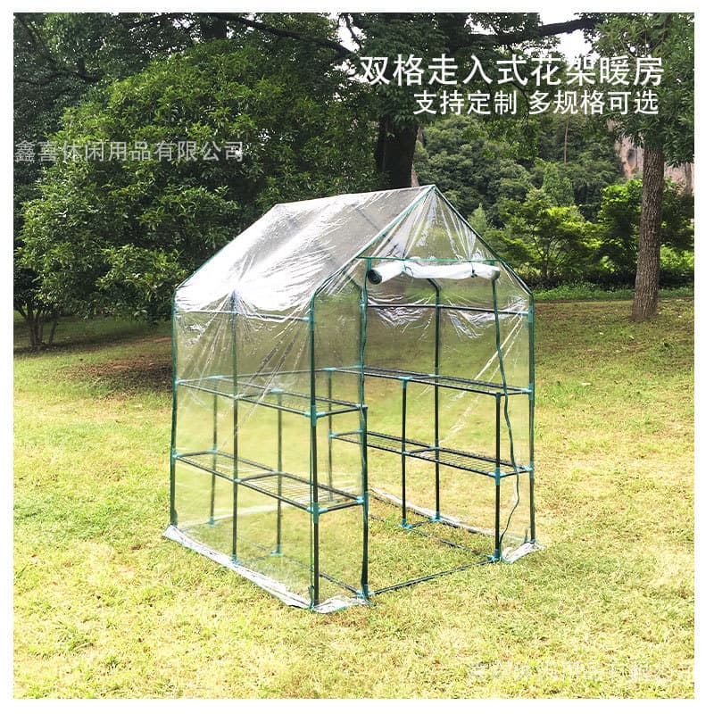 Double-Cell Walk-In Plant Shelves Greenhouse Plant Cover for Pothos, Insulated for Balcony Indoor Outdoor Rainproof Multi-Layer Wholesale