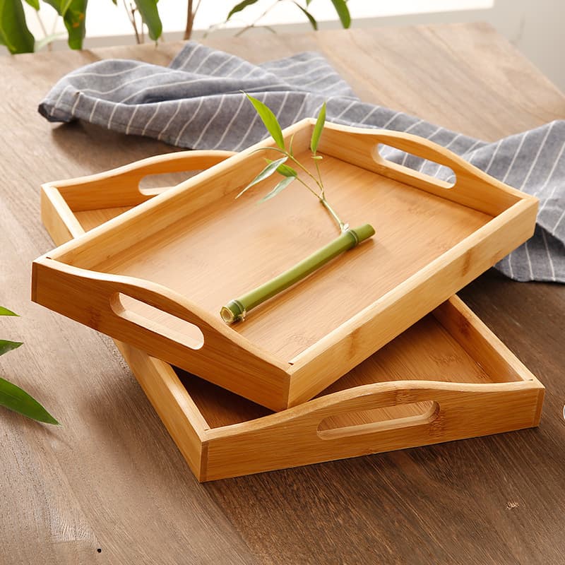 Bamboo wooden pallet household solid wood rectangular tea tray water cup tray Japanese bread wooden tray commercial end plate