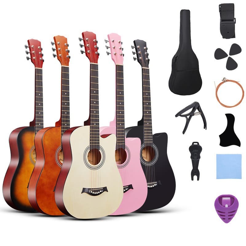 38-Inch Guitar Cross-Border Bundle Acoustic Practice Guitar Wooden Instrument Factory Large Stock Wholesale Guitar Manufacturer