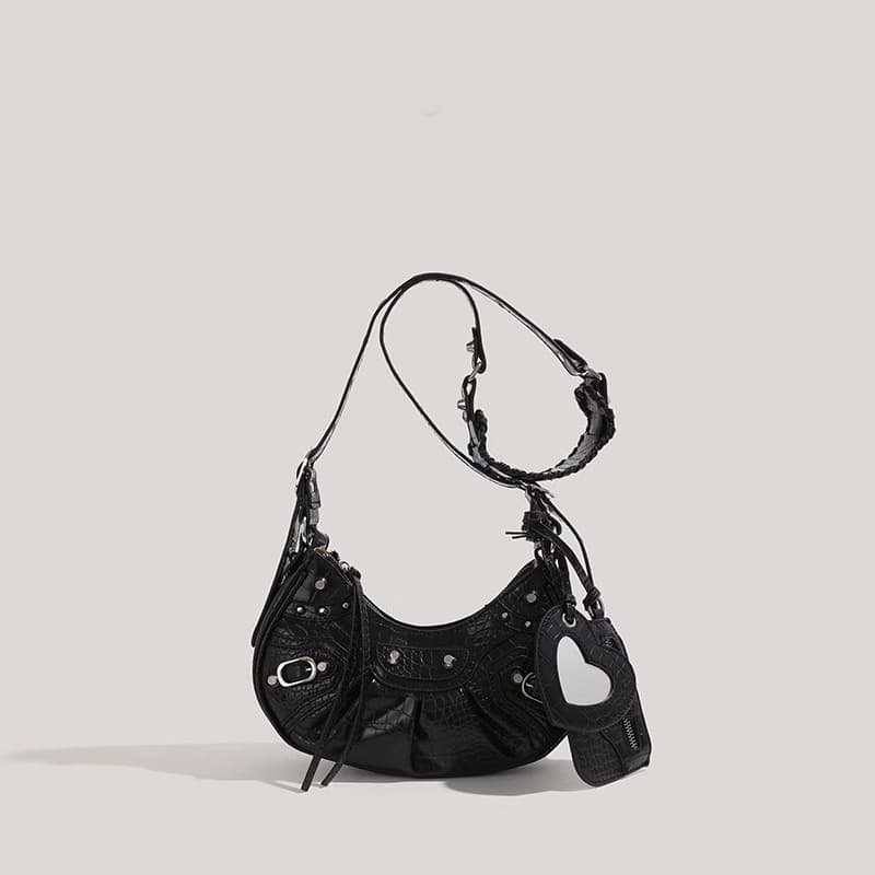 Paris Motorcycle Bag Three-In-One Niche High-End Crescent Bag Sexy Armpit Bag Rivet Crossbody Bag for Women