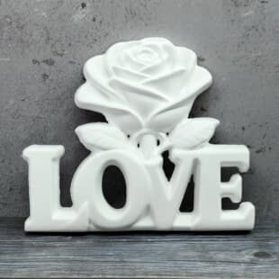 X1573 LOVE Rose Ornament Decorative Cement Plaster Mold DIY Silicone Mold