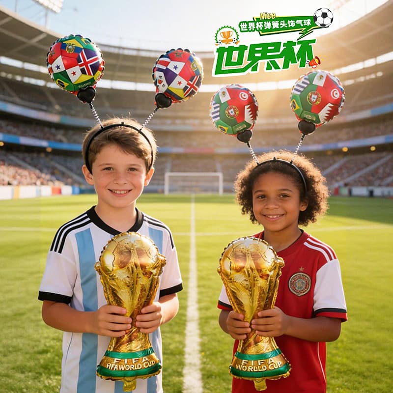 New World Cup Spring Headband Balloon Football Night Fan Cheering Headwear Atmosphere Decoration Prop Balloon