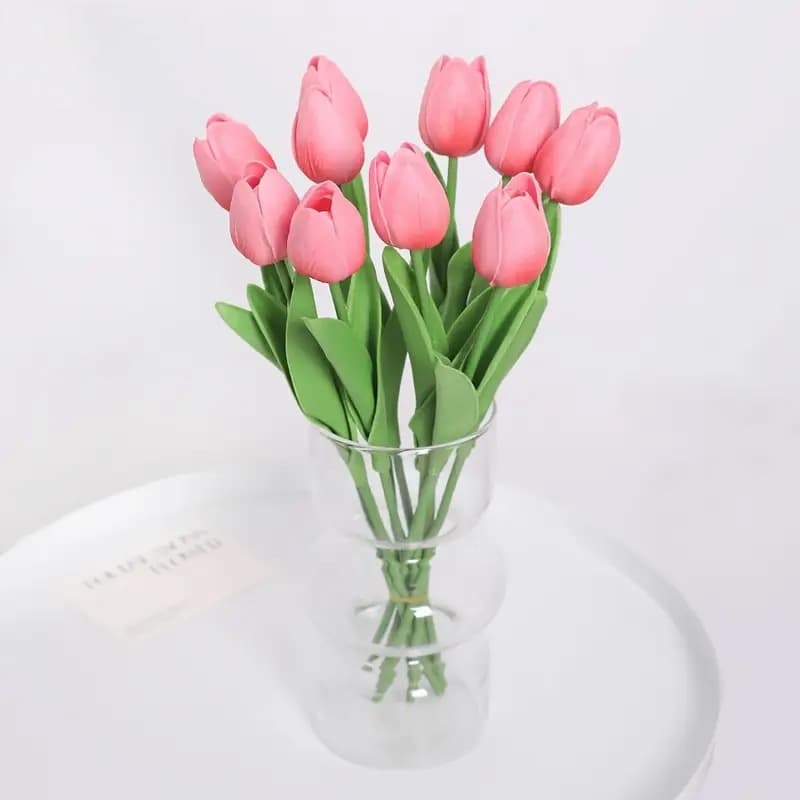 PU Mini Tulip Artificial Flower Bouquet Cross-border Fake Flower Home Decoration Photography European-style Ornament Factory Direct Sale