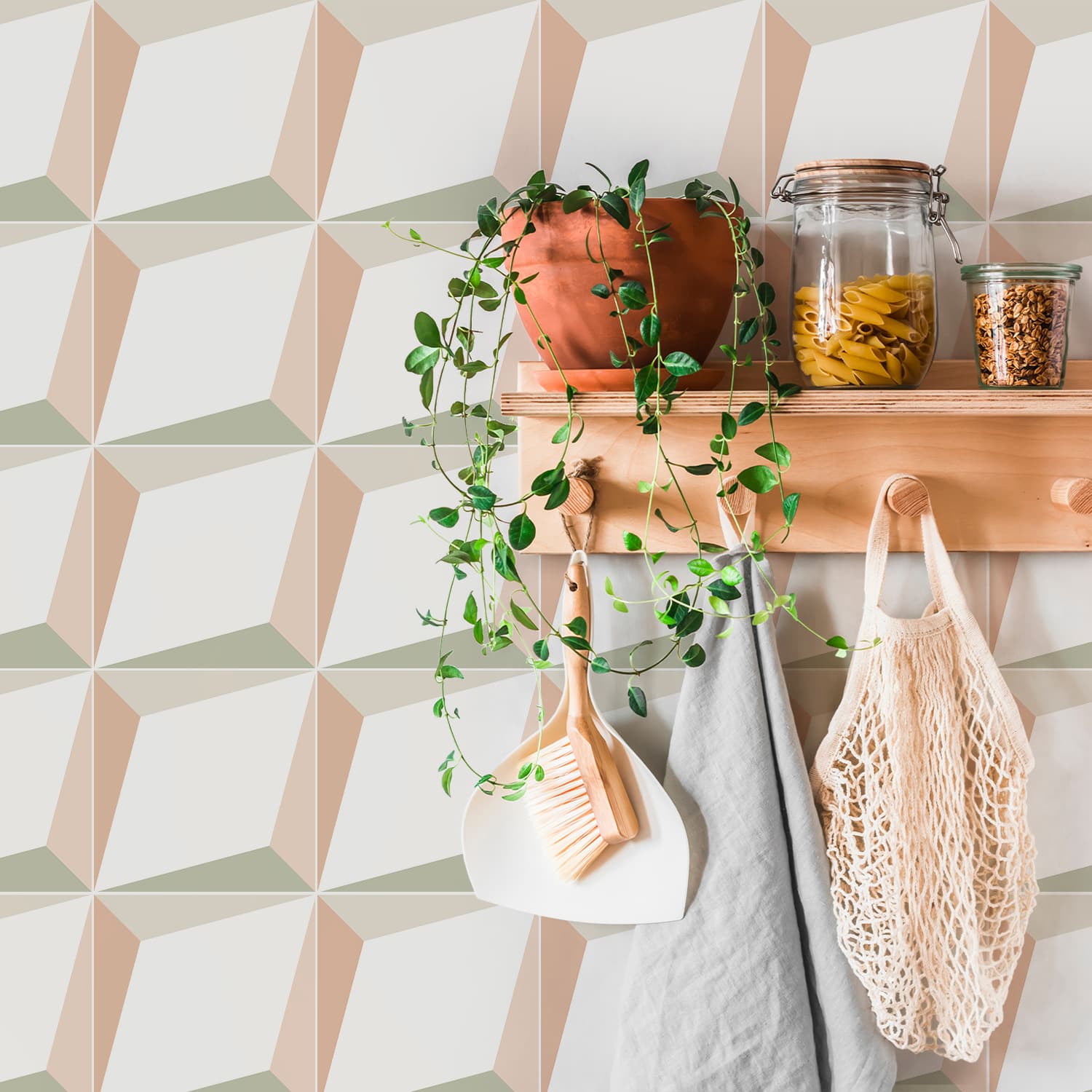 Funlife Boho Style Embossed Wall Sticker Kitchen Decorative Tile Sticker TS336