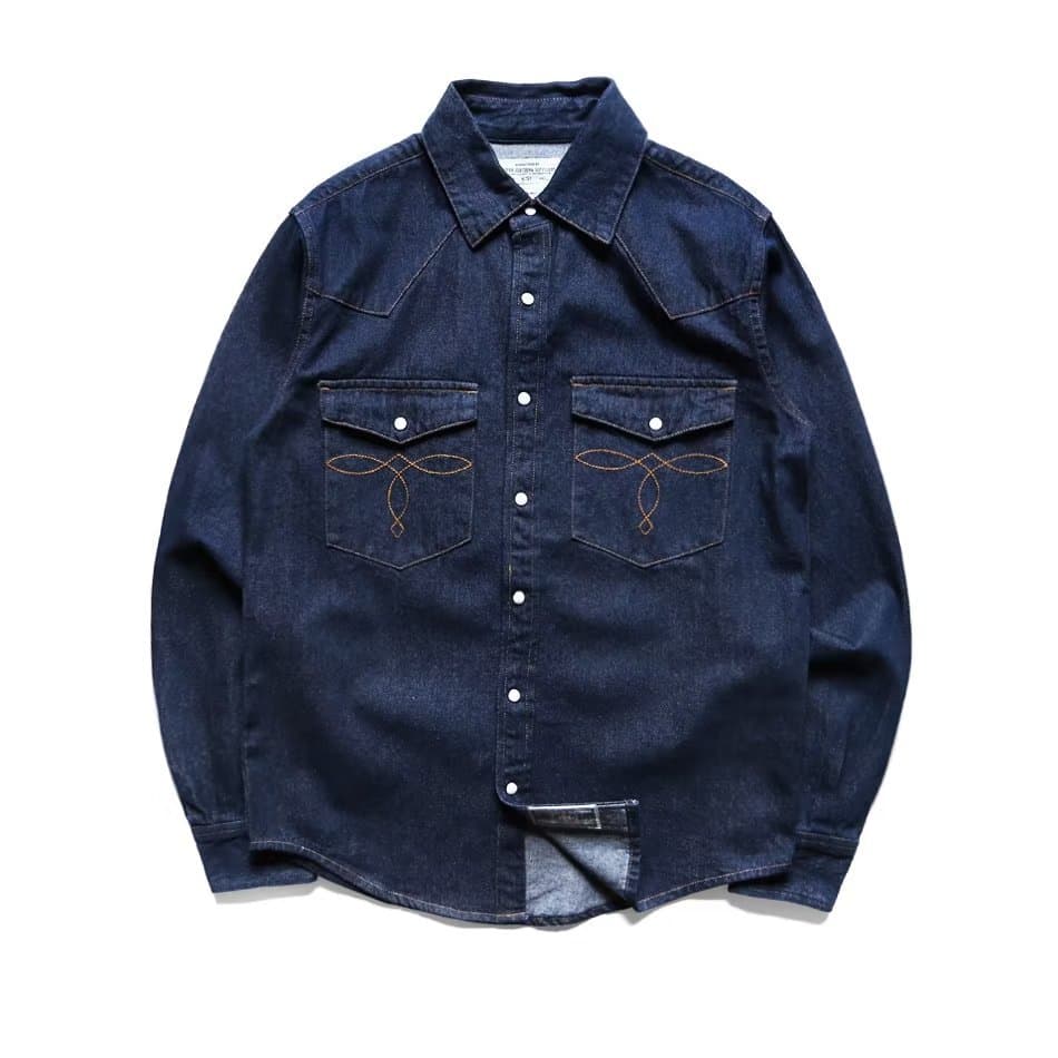 Japanese retro blue denim jacket for men, washed and distressed, fashionable men's denim shirt, American casual jacket, trendy