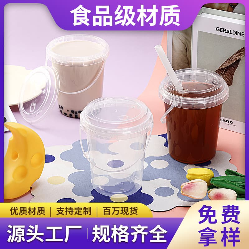 1000ml food-grade viral handheld milk tea water bucket cups, oversized fruit tea beverage barrel manufacturer wholesale