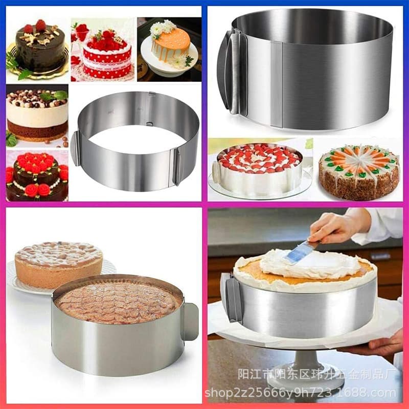 Stainless Steel Round Cake Ring Adjustable Mousse Cake Mold Baking DIY Tool Common Color Box Packaging