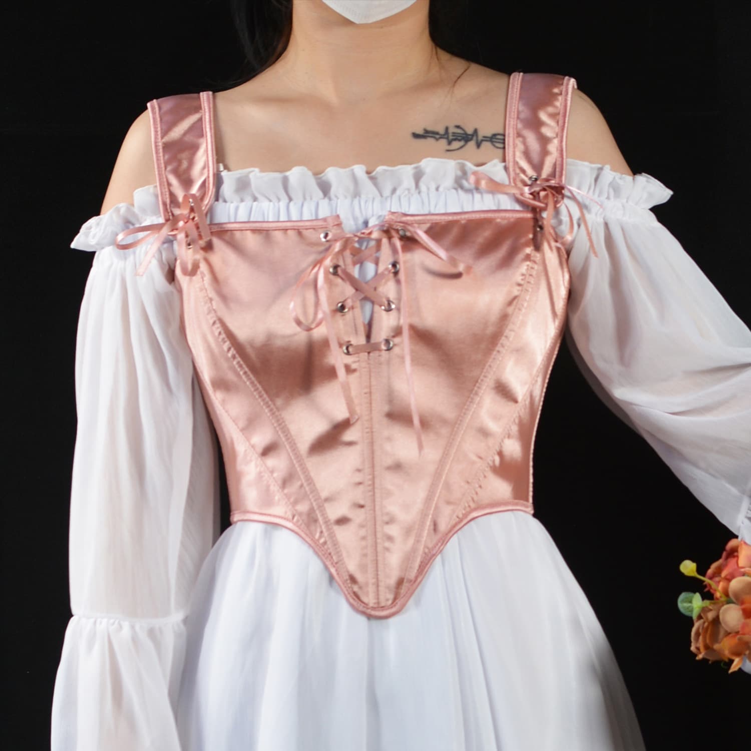 Sweet Cool Satin Pink Waist-Cinching Camisole Top, Sexy Corset Bustier Outerwear Tube Top