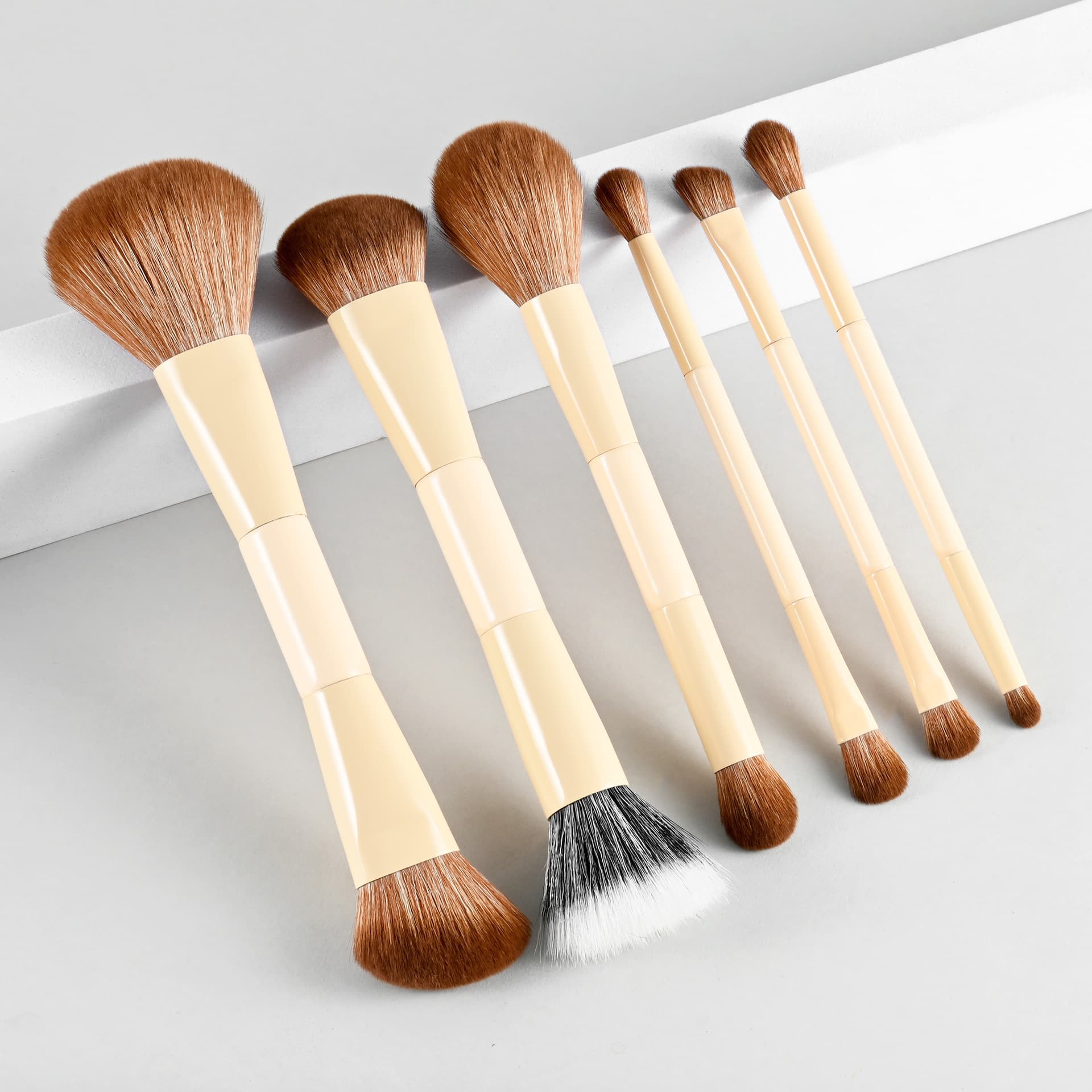 Dual-Ended 6-Piece Zero Degree Makeup Brush Set Concealer Brush Contour Brush Eyeshadow Brush Nose Shadow Brush Makeup Brush