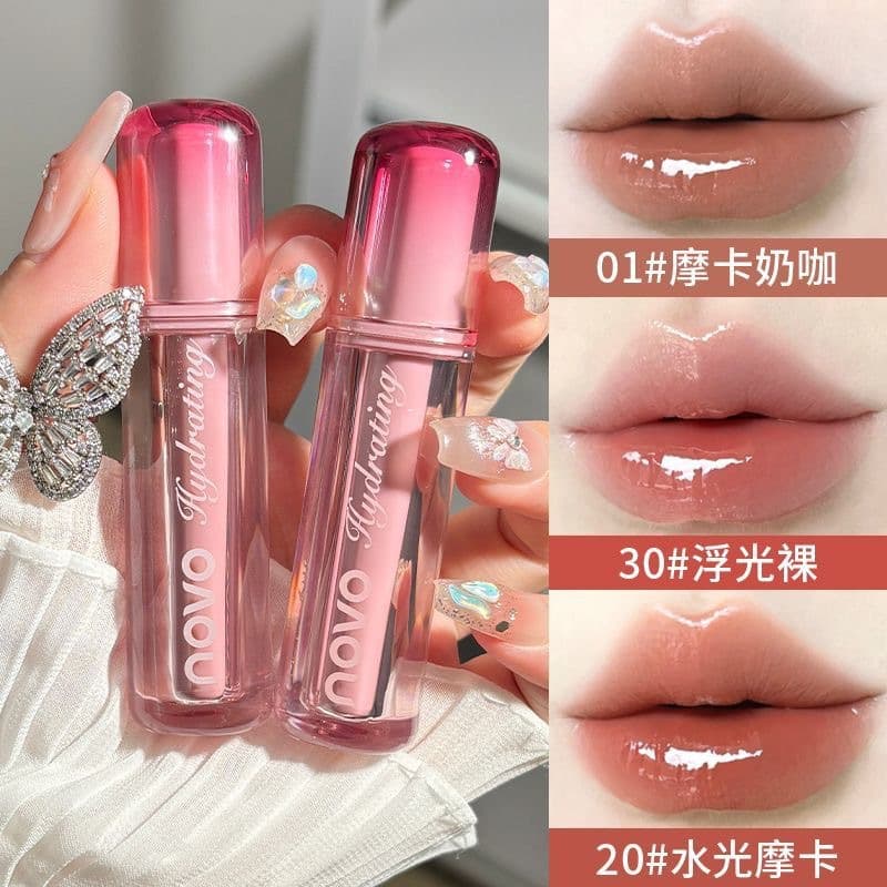 NOVO Zero Sensing Mirror Water-Permeable Lip Glaze is long-lasting, non-fading, non-stick cup, whitening lip gloss for female students, affordable price