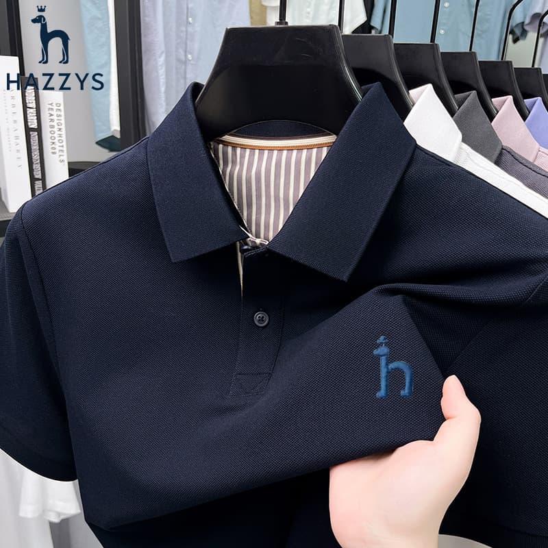 Hazzyx Haggs Flagship Same Style Summer New Men's Short Sleeve T-Shirt High-End Business Pure Cotton Polo Shirt