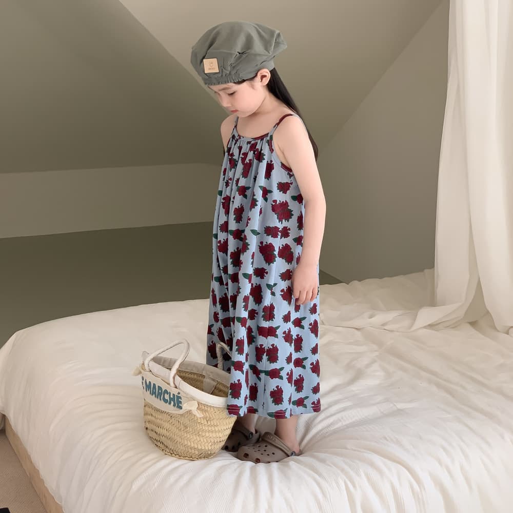 Children's Dress 2026 Summer Style Girls' Korean Fashion Stylish Sleeveless Long Dress with Full Rose Print, Flattering Dress for Little Girls
