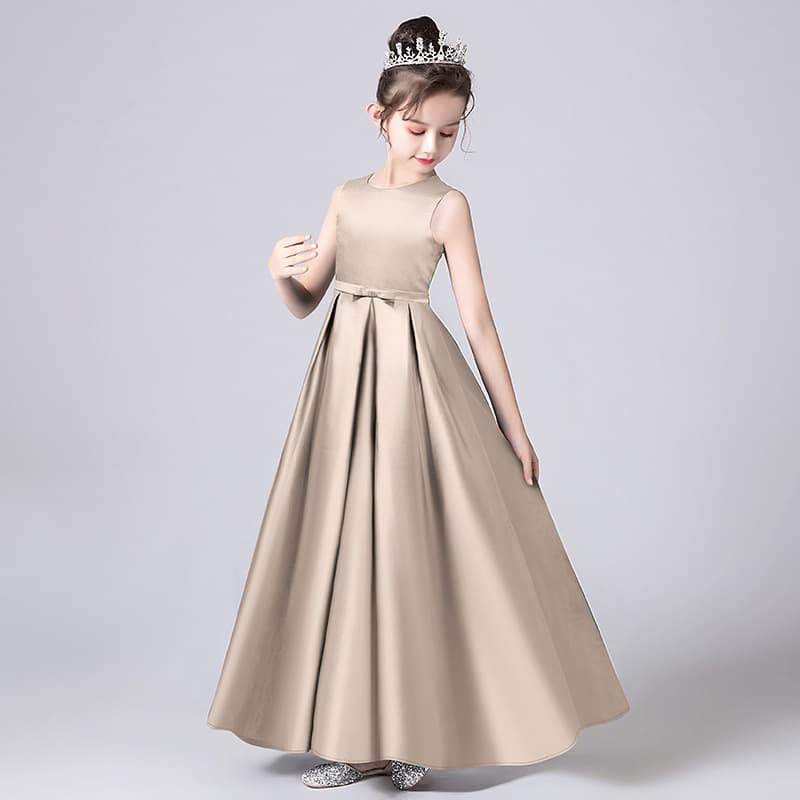 Children's High-End Formal Dress for AliExpress Cross-Border Satin Children's Piano Performance Dress Little Girl Birthday Evening Gown