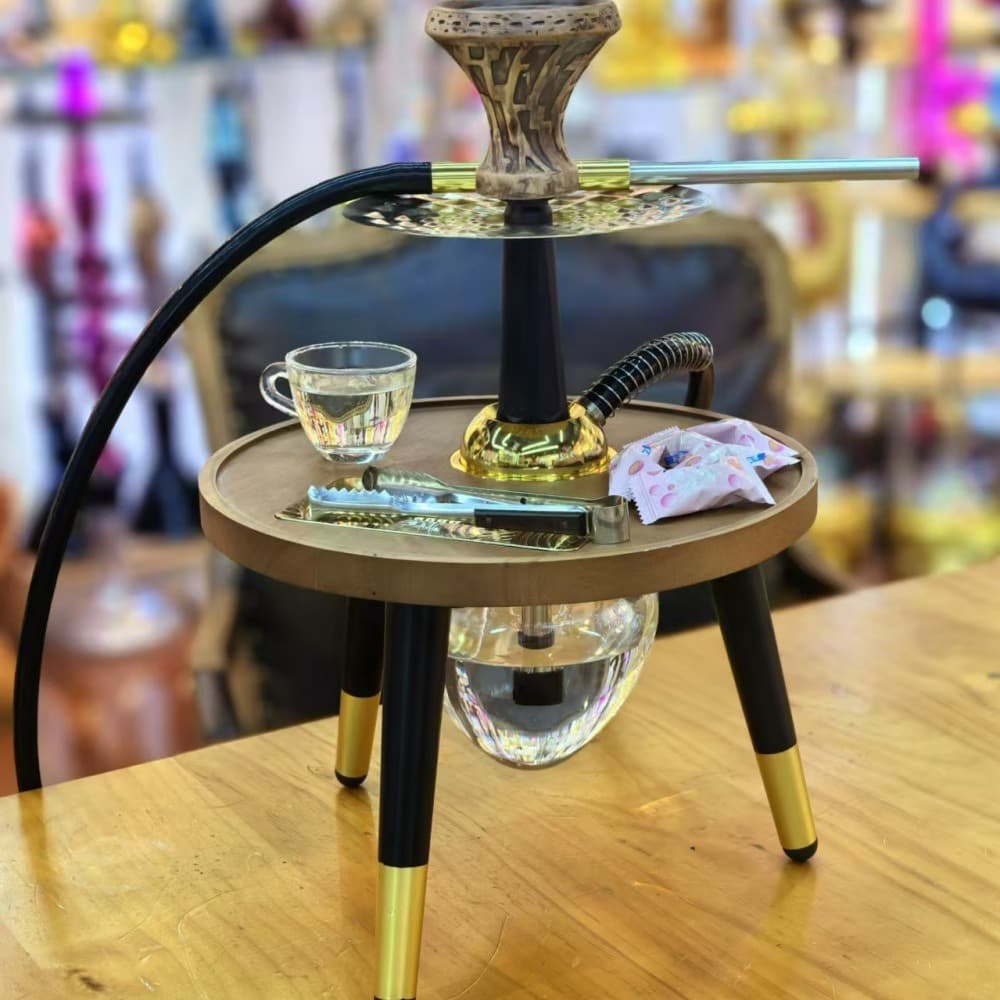 Cross-border source hookah round wooden table outdoor portable hookah shisha for Europe, America, Middle East, and Arab regions
