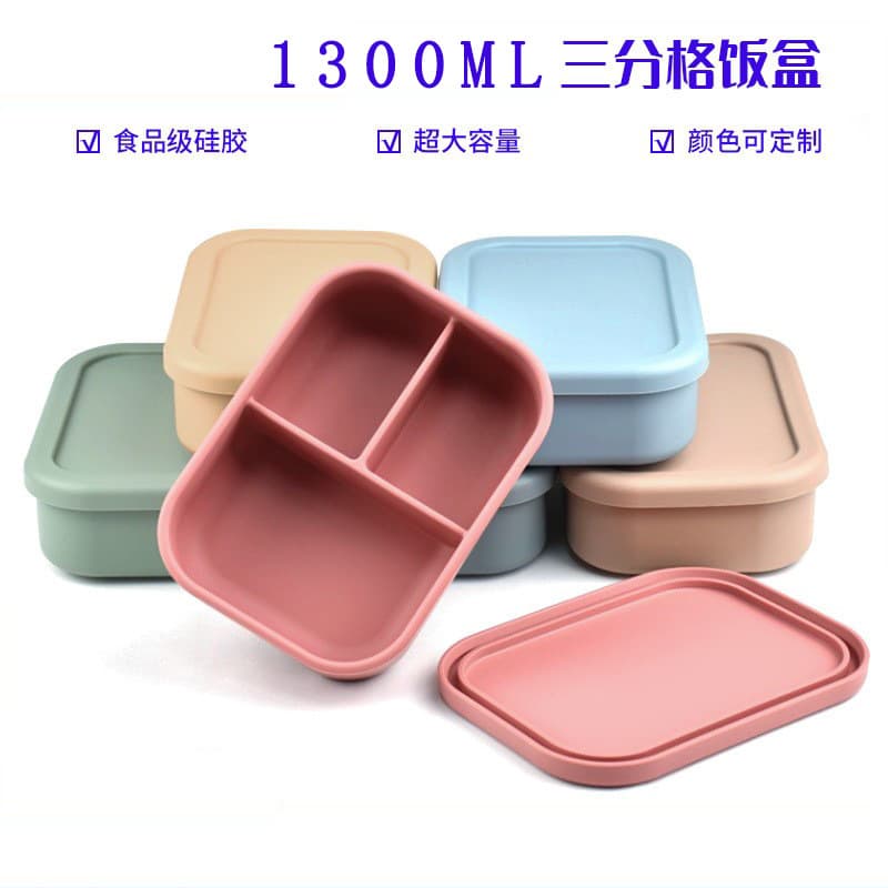 Silicone Bento Lunch Box, Microwave-Safe Portable Meal Container, Divided Food Storage Box, Food-Grade Compartment Box