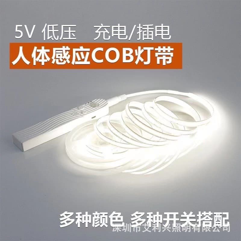 5V COB Light Strip, Battery Box, Wireless, LED Light Strip, Self-Adhesive USB Rechargeable Plug-in Intelligent Human Body Sensor Light