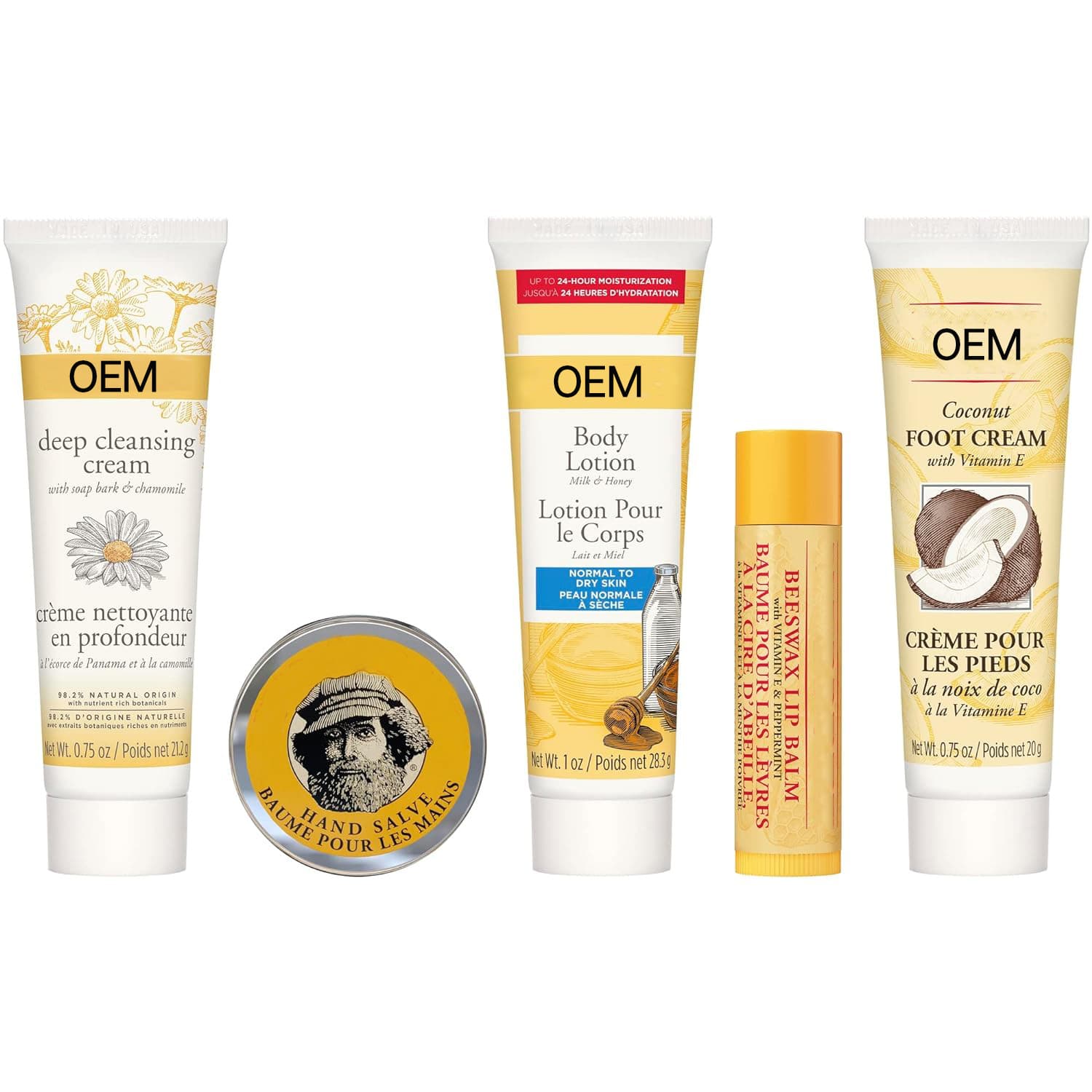 Source processing full English autumn and winter beeswax lip balm hand cream body lotion foot cream cleanser box OEM customization