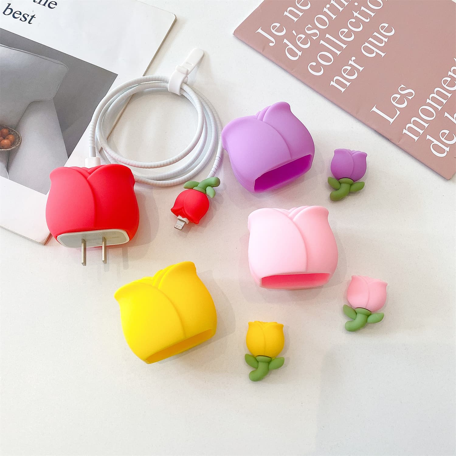 Tulip Charger Protective Case for Apple 18W/20W Charger Head Protective Case Data Cable Protective Case