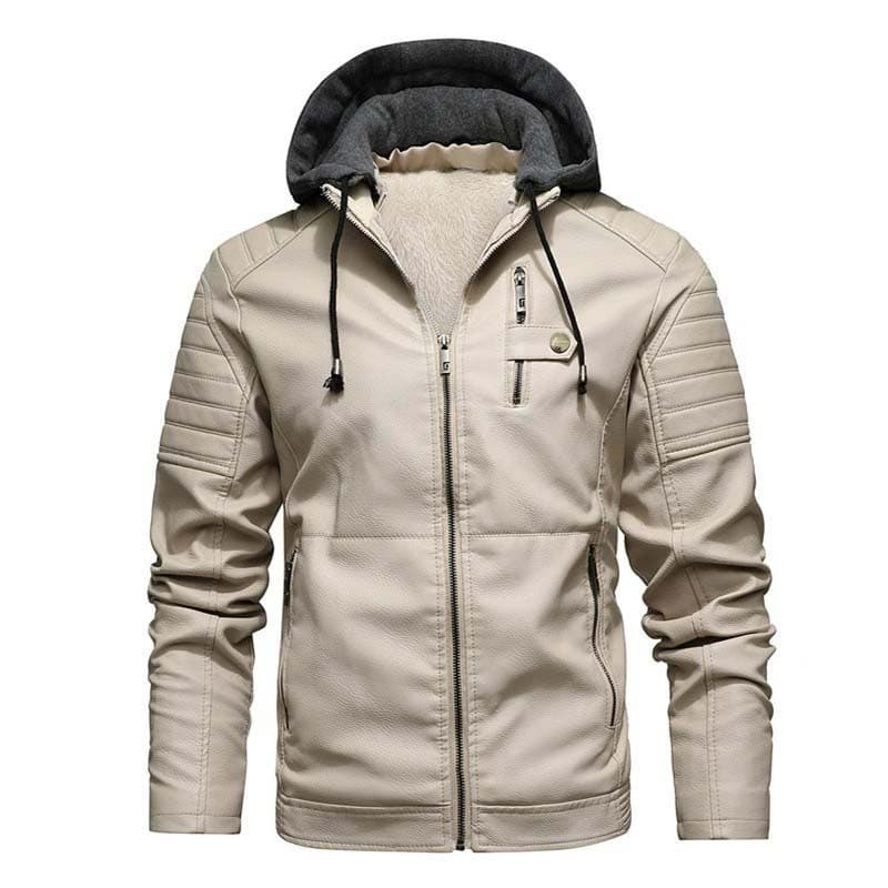 2026 Spring and Autumn New Leather Jacket Men's PU Leather Jacket Men's Velvet Leather Jacket Men's Brand Men's Clothing Factory Wholesale