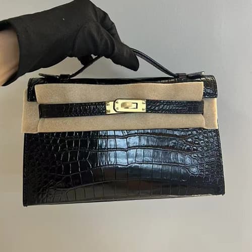 Cross-border hot selling fashionable crocodile leather Kelly bag European and American versatile genuine leather handbag crocodile belly shoulder bag