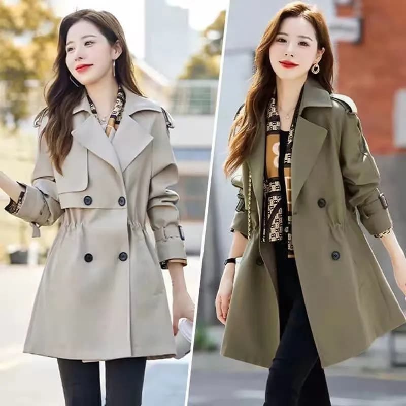 Fashionable Casual Mid-Length Women's Coat Stylish Slimming Outerwear Korean Style Polyester Fiber Comfortable Spring Autumn