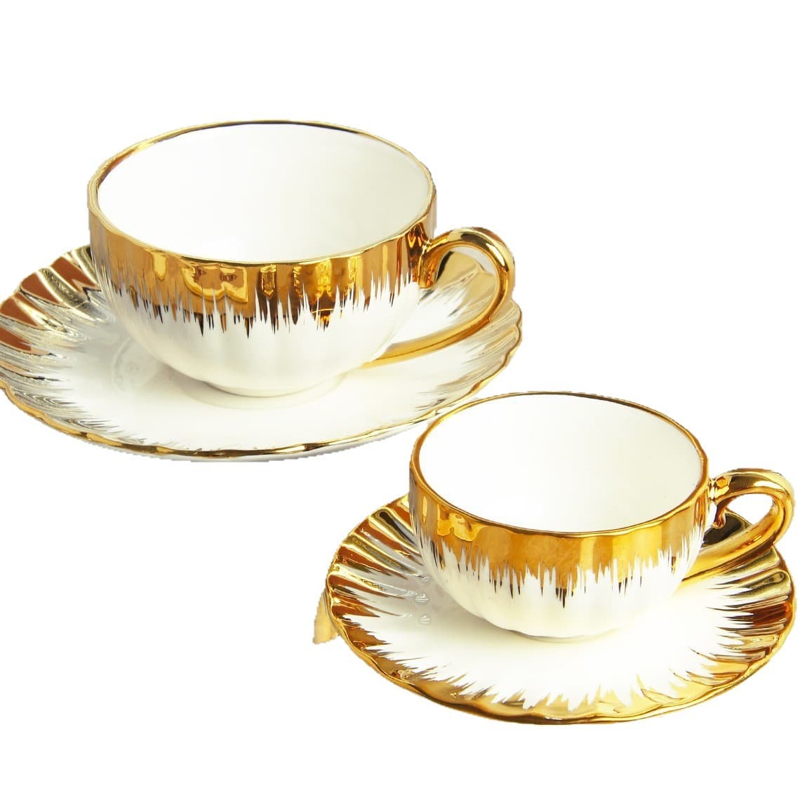 European-style Ceramic Coffee Set with Electroplated Finish, 1 Pot 6 Cups 6 Saucers, Middle East Cross-border Coffee Cup Afternoon Tea Set Red Tea Cup