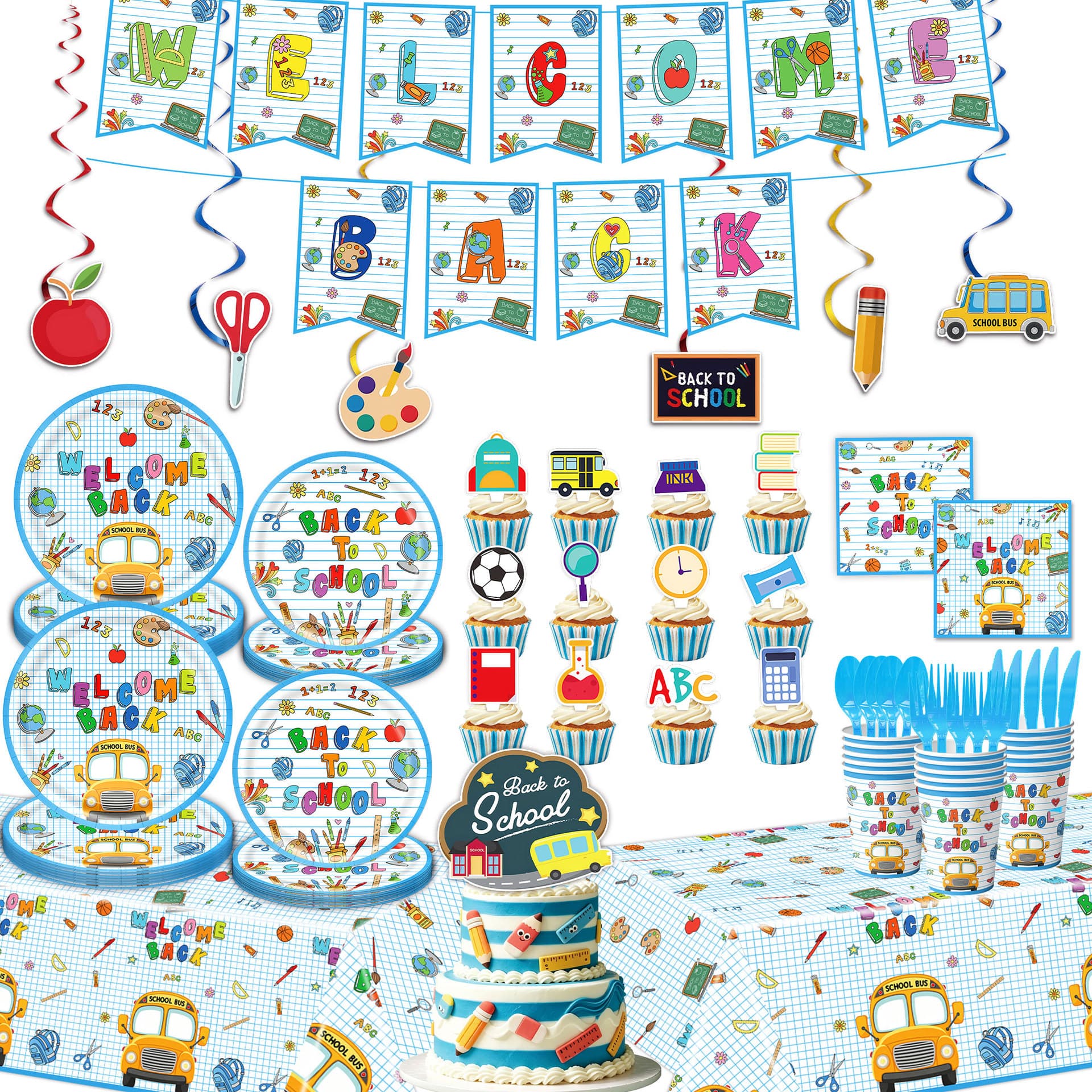 Amazon's new school bus stationery ABC back-to-school season birthday party decoration supplies birthday party full set of decorations