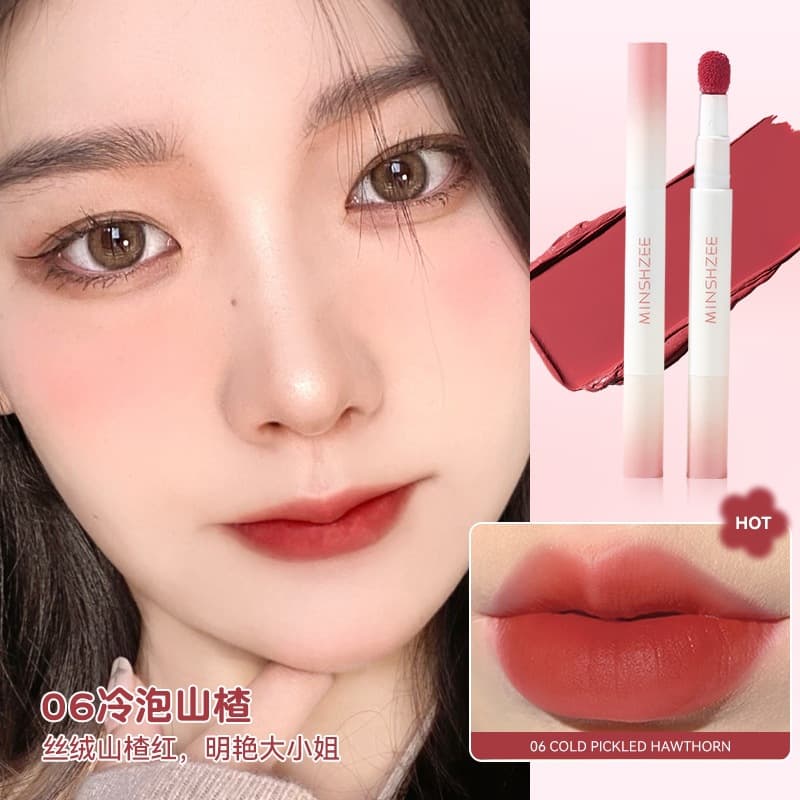 MINSHZEE Air Matte Liquid Lipstick Velvet Lip Cream Powder for Women, Natural Look, Brightening, Autumn/Winter, Lip Mud, Drop Shipping