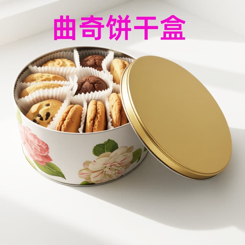 Wholesale Round Half-Pound Cookie Candy Tin Box Printed Pattern Cookie Gift Box Tinplate Paper Bag Packaging Tin Can