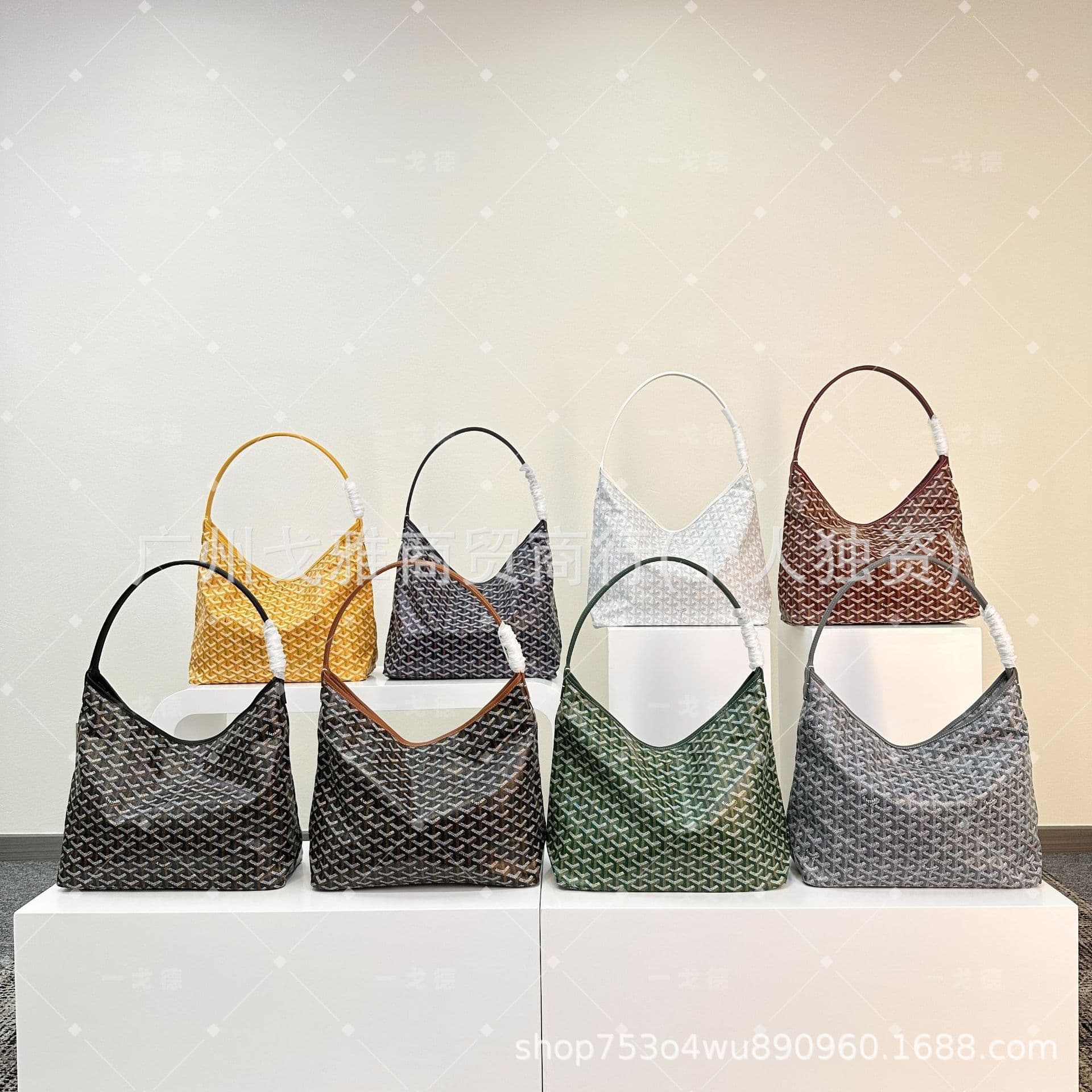 Cotton Linen Goyard Goyard Bag Hobo Underarm Bag Zipper Dog Tooth Bag Single Shoulder Mother-Child Shopping Bag Wandering Bag Vintage