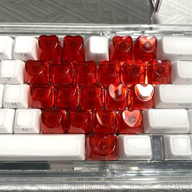 Heart-Shaped Keycaps, O Em Profile, Pc Material, 21-Key Custom Keycaps Compatible with Wooting Xiaomi
