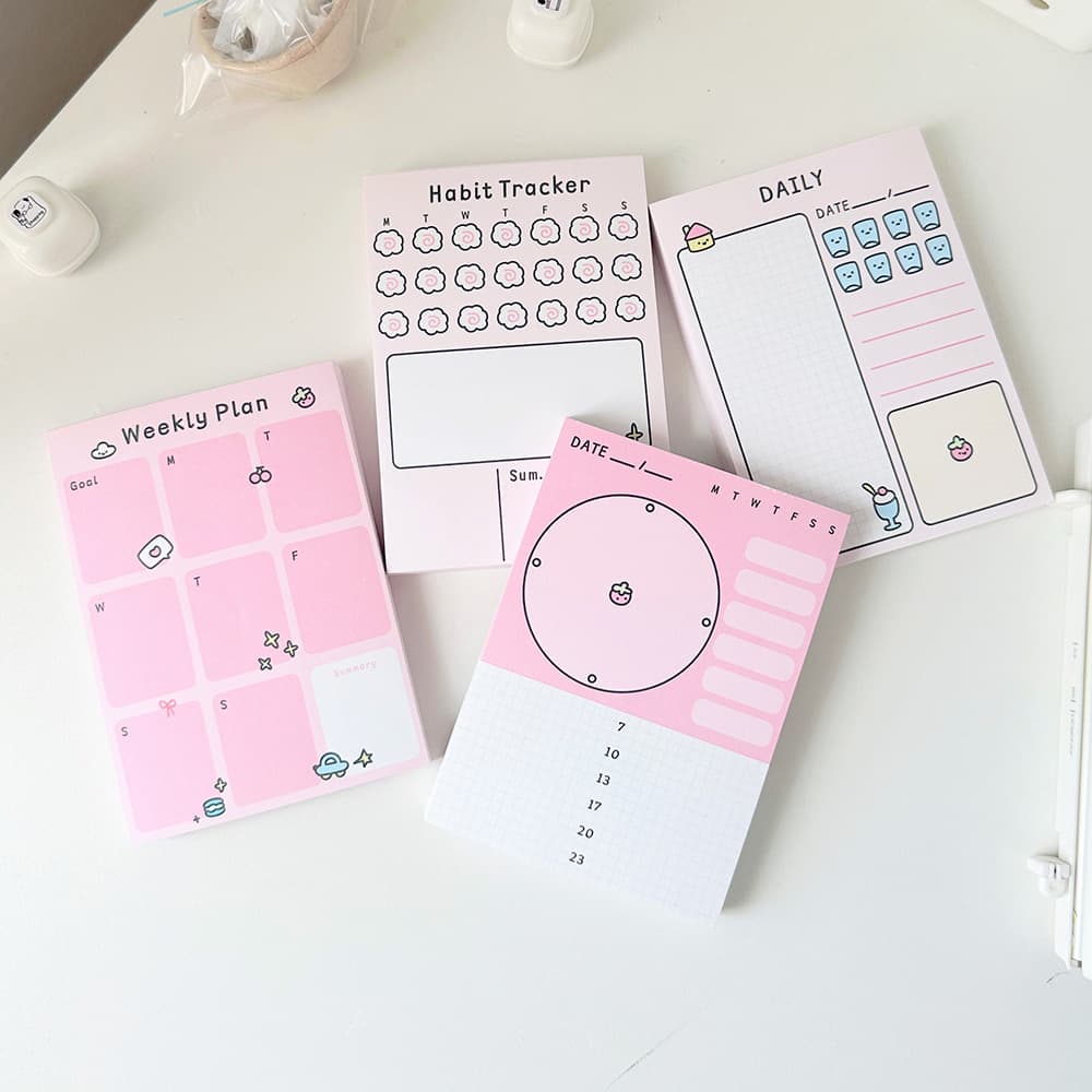 Huamo A6 Little Pink Cute Sticky Notes Patchwork Study Notebook Student Sticky Note Pad Hand Journal Material