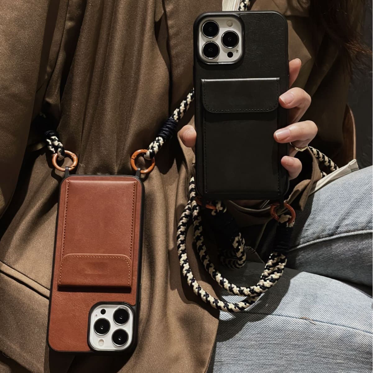 New mobile phone case suitable for iPhone16 protective cover Apple 11/12/13/15 plug-in card diagonal mobile phone case batch