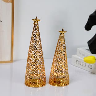 Metal Christmas Tree Candle Holder Christmas Holiday Candle Cup European Style Wedding Decoration Tea Light Small Round Cup Candle Holder