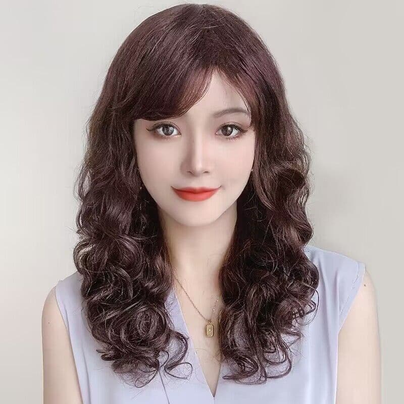 Long Wavy Wig for Women, Full Real Hair, Natural Look, High-Quality Wig for Mothers