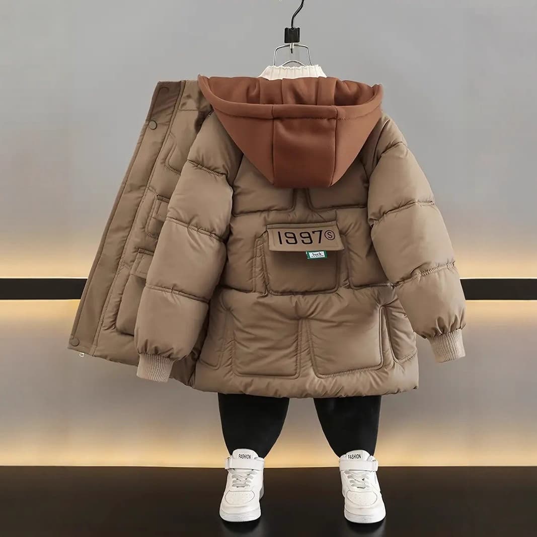 [Wash-Free Lambskin] Boys Export Fleece Lined Down Cotton Jacket Winter Coat Cotton Padded Clothes Children Thick Cotton Coat
